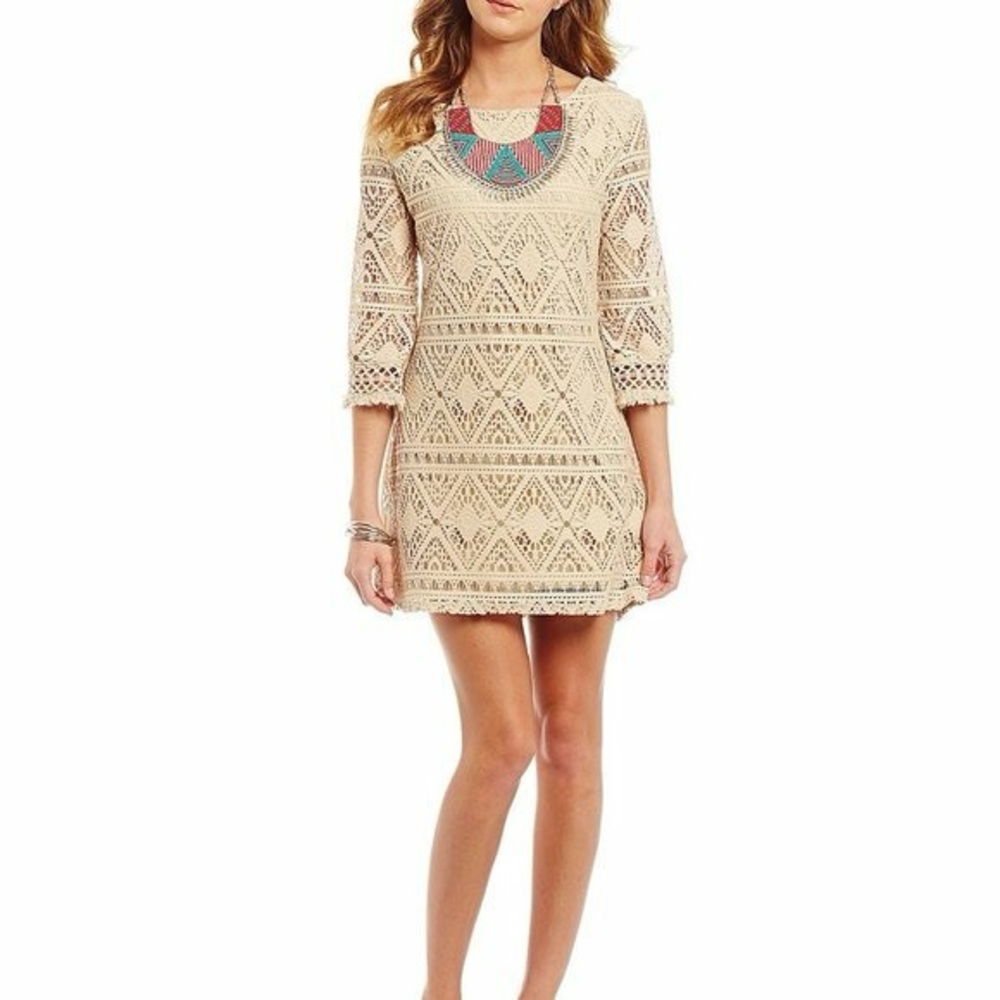 Jodi Kristopher Cream Lace Mini Dress